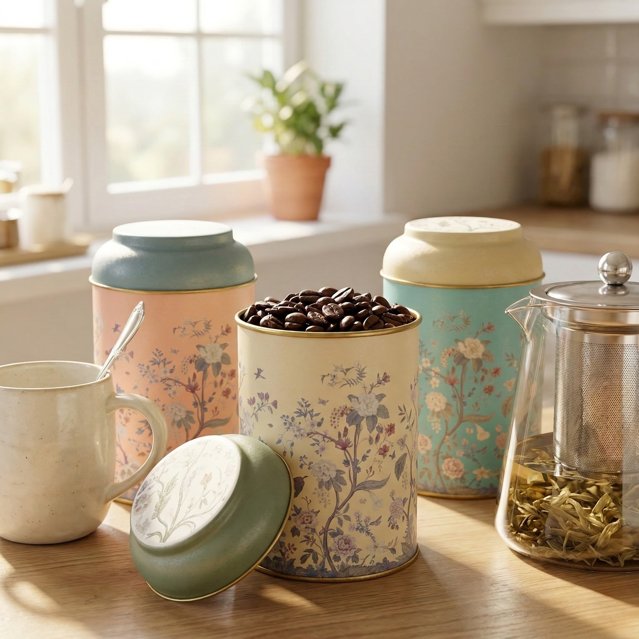 MARIA ROMA Bread Box for Kitchen Countertop and Canisters Sets for