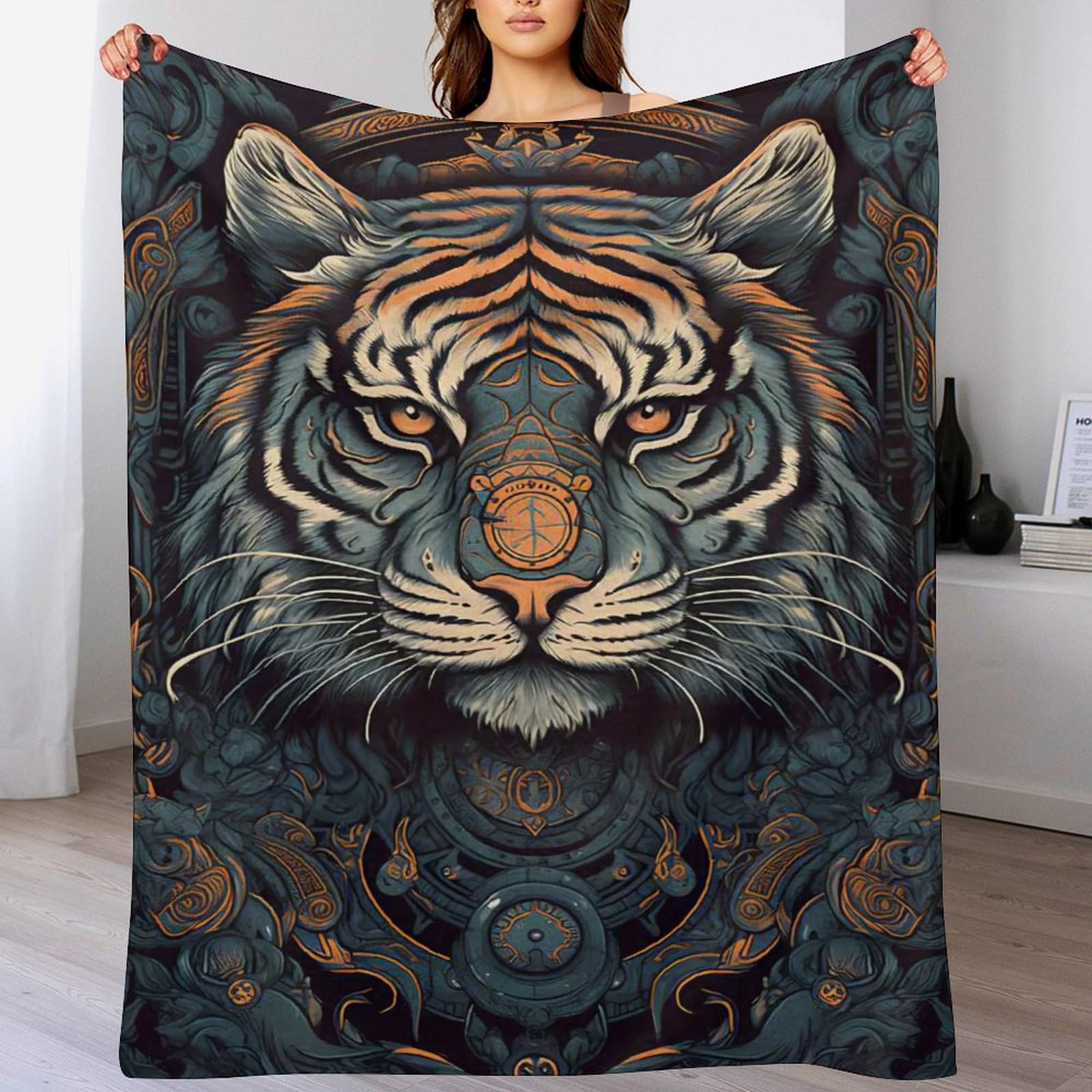 Couverture polaire tigre plaid flanelle douce chaude couvre-lit drap 140x180cm