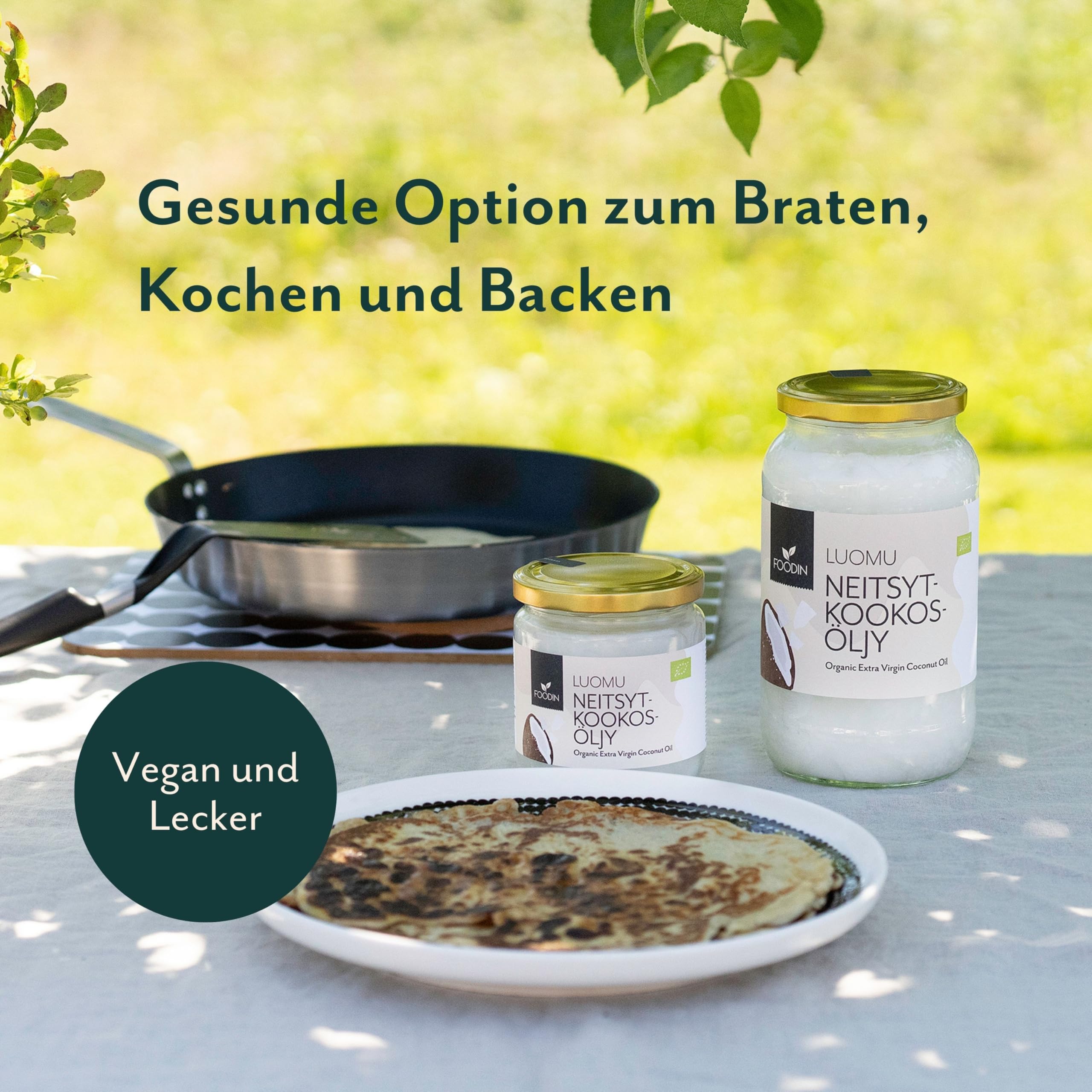 FOODIN Kokosöl, Premium Nativ & Natürlich, kaltgepresst, Bio-Kokosöl, Bio-Kokosfett, am besten für Haut und Haare, Rohkostqualität - ideal zum Braten und Kochen (3 x 1000 ml)