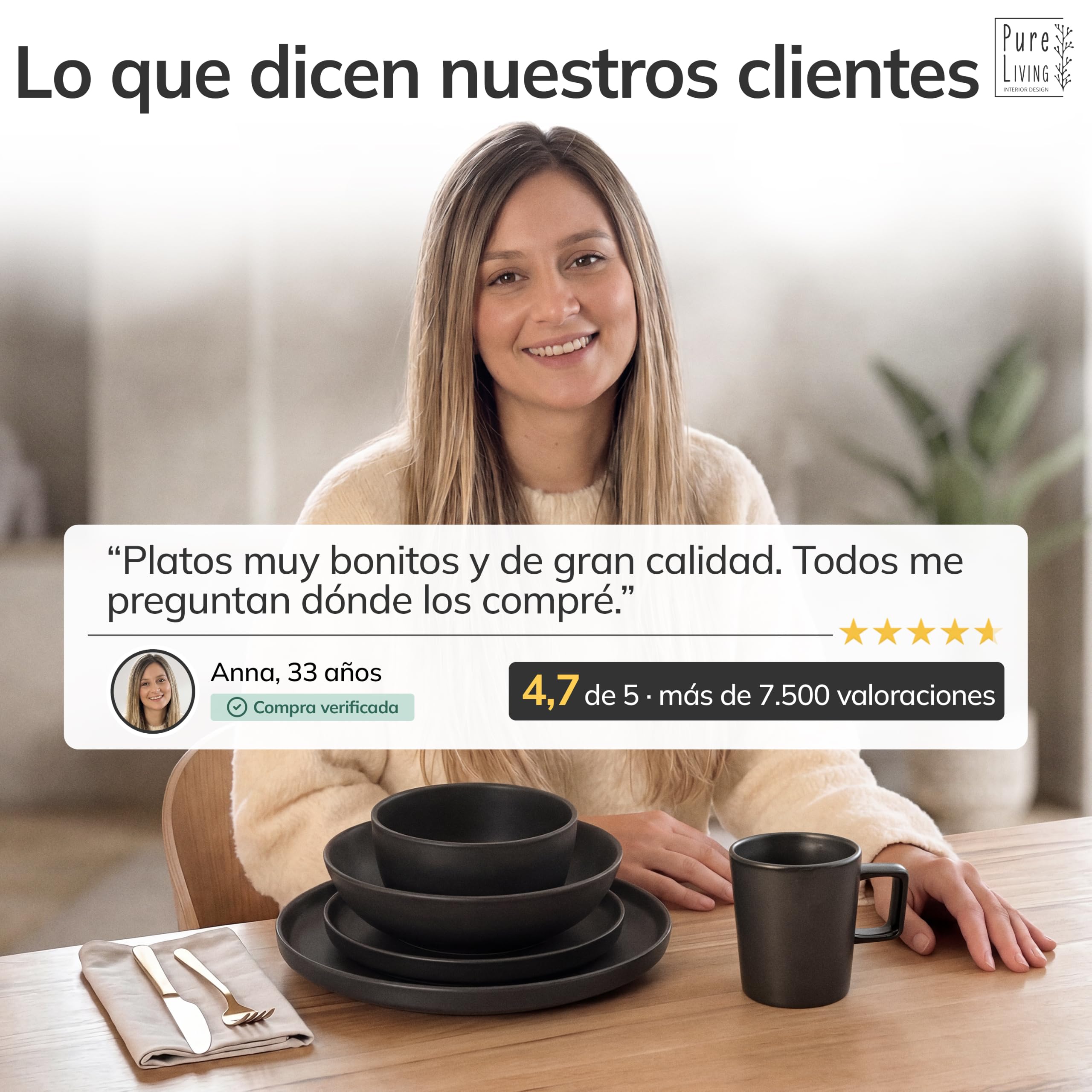 Vajillas Completas de Piedra Negra para 6 Personas -Estilo Urbano Moderno - Juego de Platos de 18 Piezas - Aptos para Lavavajillas y Microondas - Vajilla Negra Mate -Set de Platos Elegante y Funcional