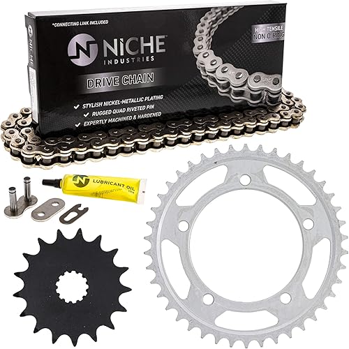NICHE Drive Sprocket Chain Combo for Suzuki Vstrom 1000 Front 17 Rear 42 Tooth 525HZ Standard 120 Links
