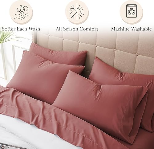 Miniatura 3 de Southshore Fine Living, Inc. Marsala - Juego de sábanas de microfibra ultrasuave de 7 piezas con bolsillo profundo y dos sábanas bajeras de 21