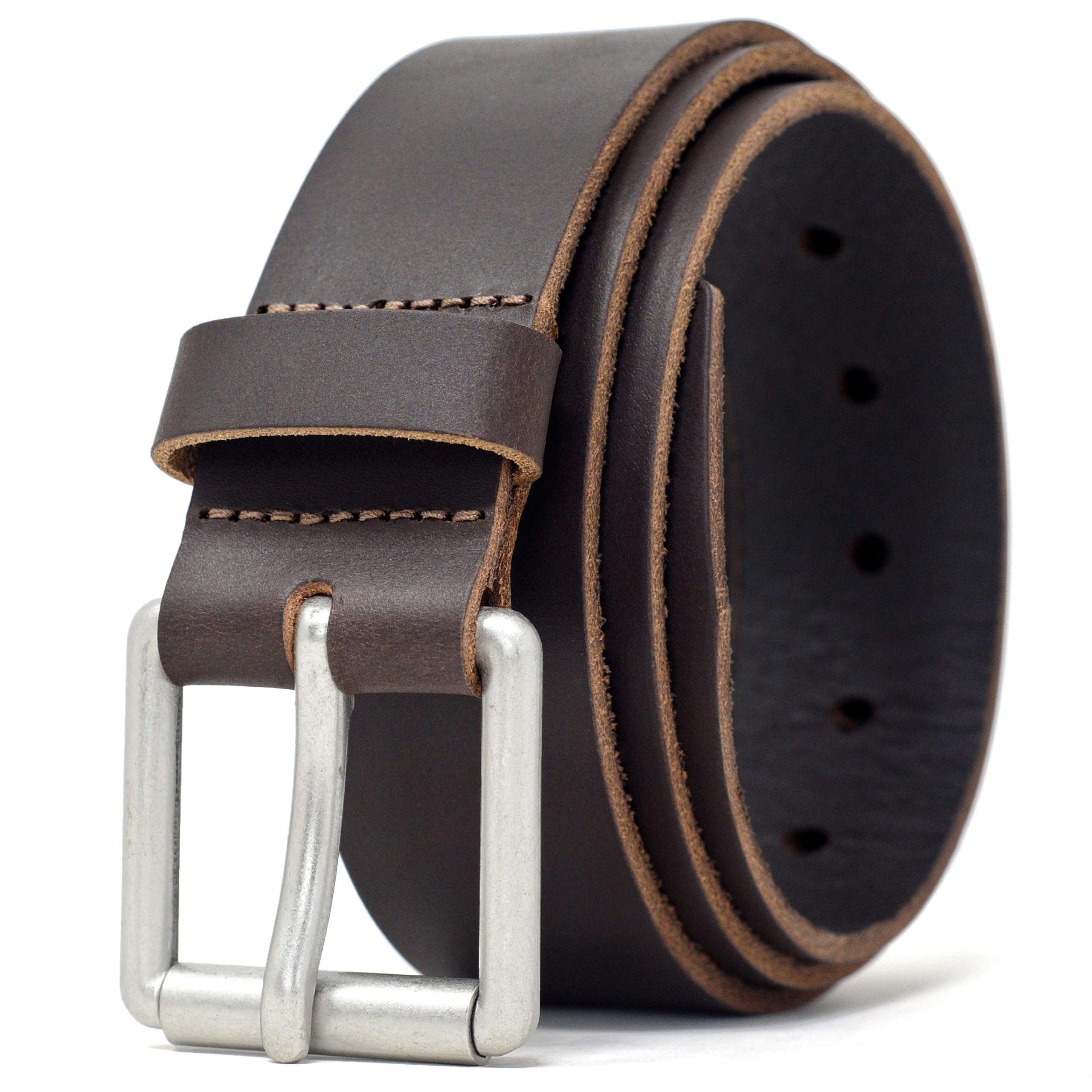 Ashford Ridge 38mm Full Grain Leather Roller Buckle Belt - Brown - XL