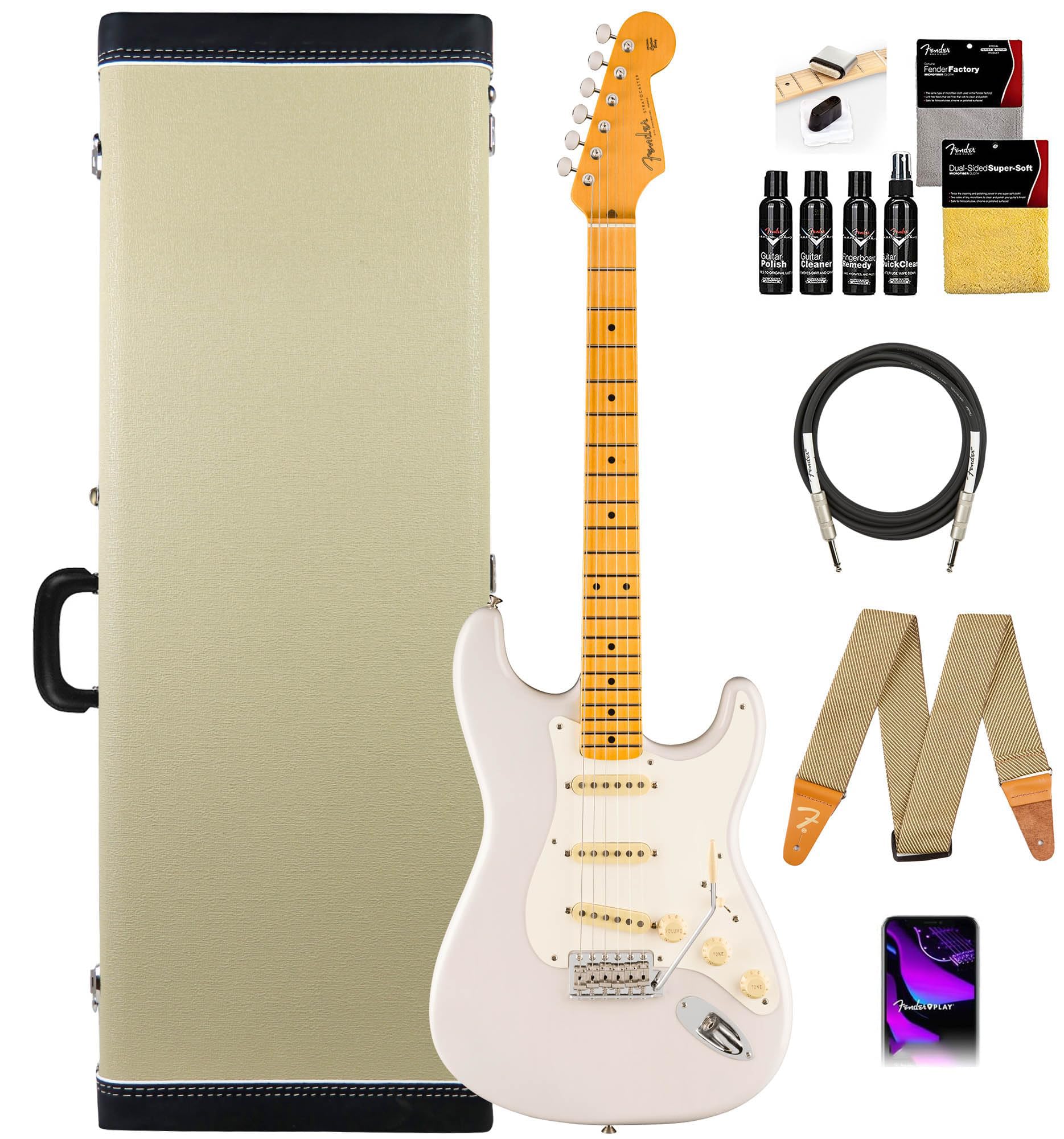 Amazon.com: Fender Eric Johnson Stratocaster - White Blonde Bundle