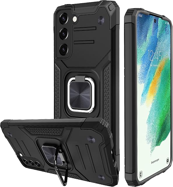 Honeyview ShockProof Case for Samsung Galaxy S21 FE with Ring Kickstand, Bumper Armour Phone Cover for Samsung Galaxy S21 FE - Black-New