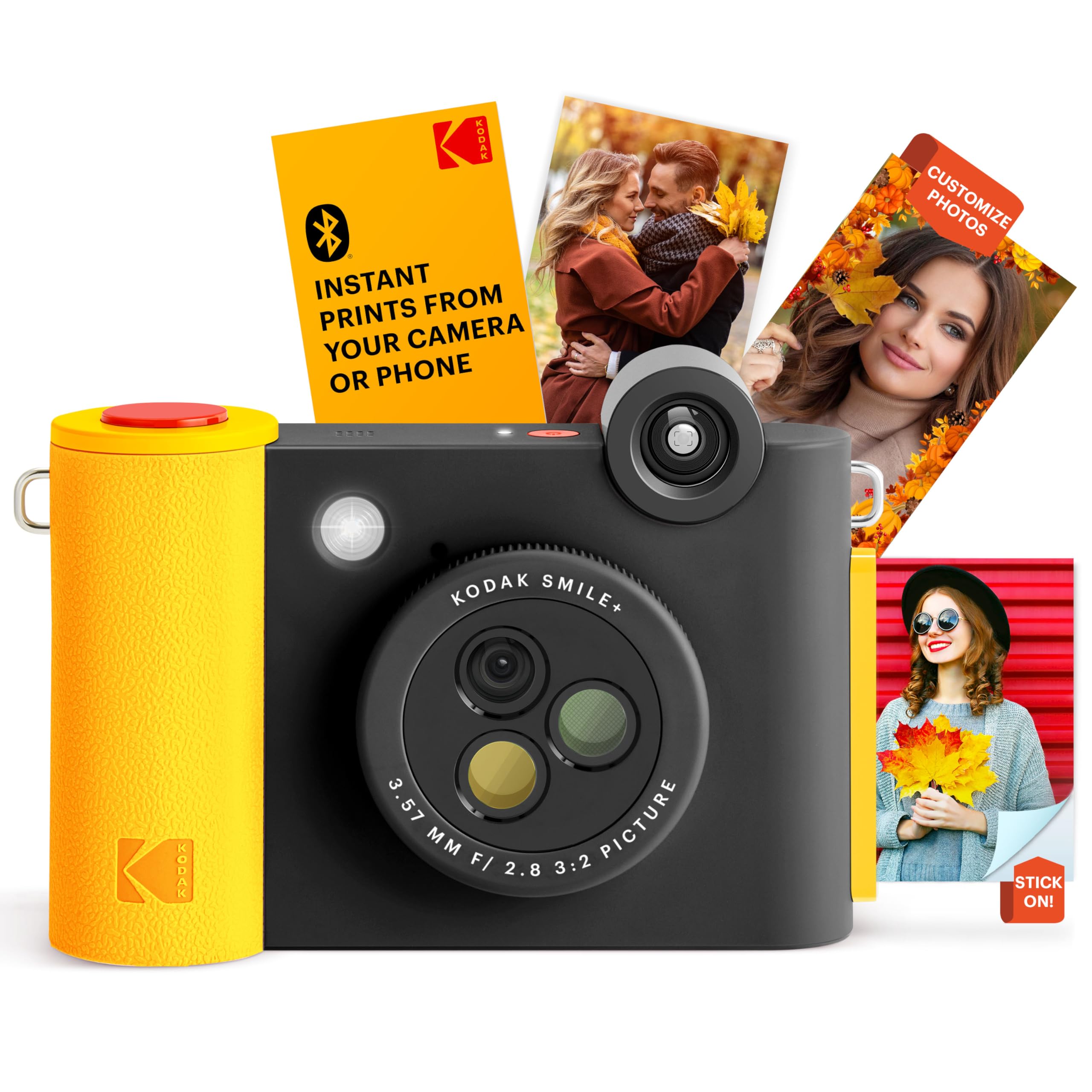 KODAK Smile+ Fotocamera istantanea digitale 2-in-1 e stampante fotografica Bluetooth - 10MP, obiettivo rotante, foto adesive Zink 2x3”, stampa da app divertente su dispositivi smart - Nero
