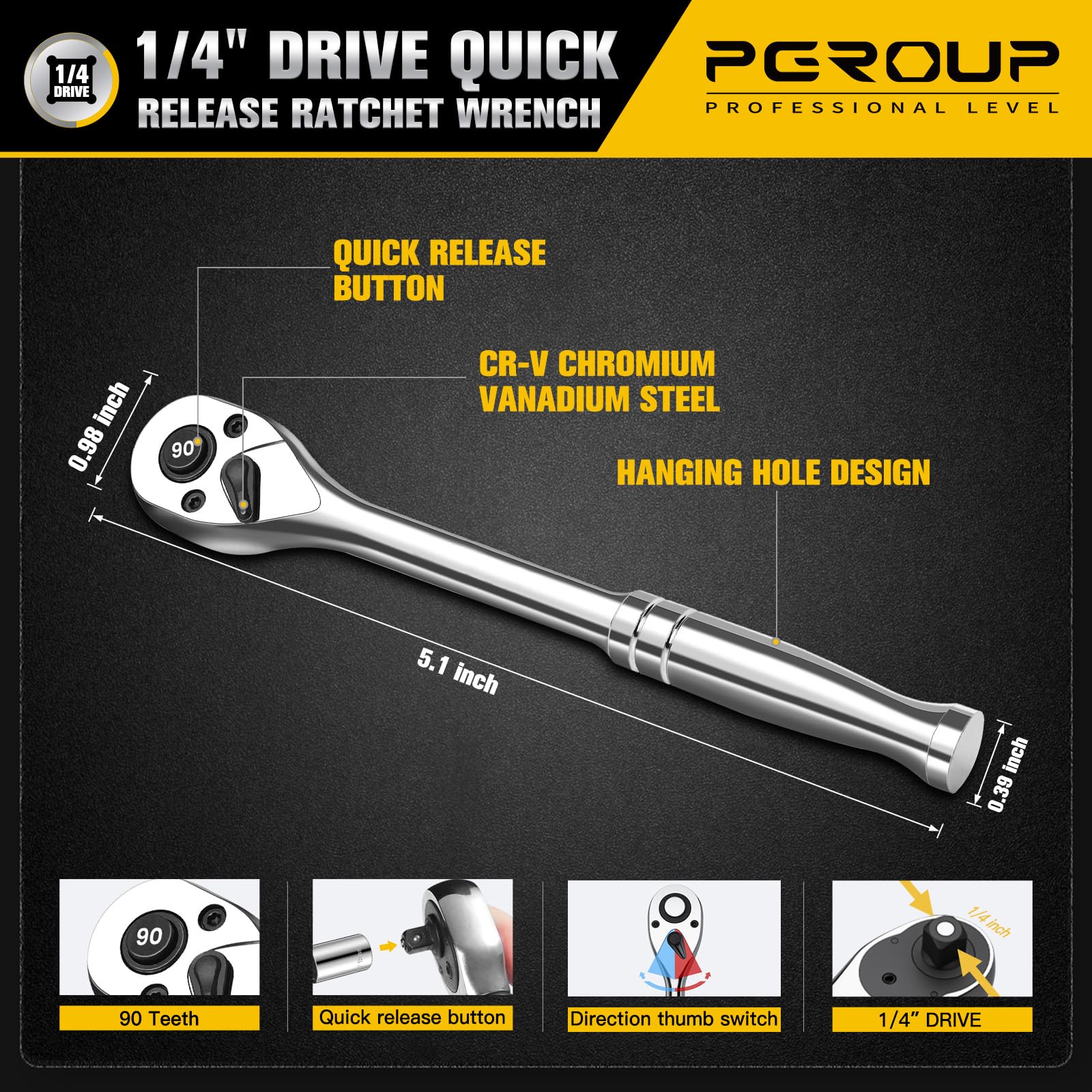 Amazon.com: pgroup 44-Piece 1/4 Inch Drive SAE (3/16 in - 9/16 in