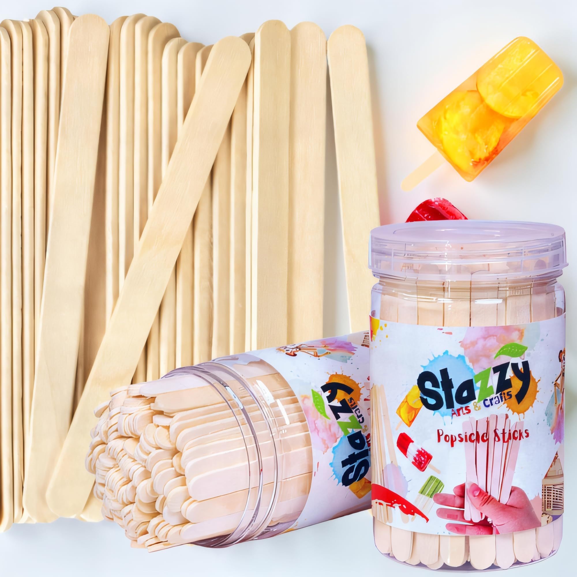 Stazzy™ [100 Count] 4.5 Inch Wooden Craft Sticks | Wooden Ice Cream Sticks | Multi-Purpose – Plain-image-49