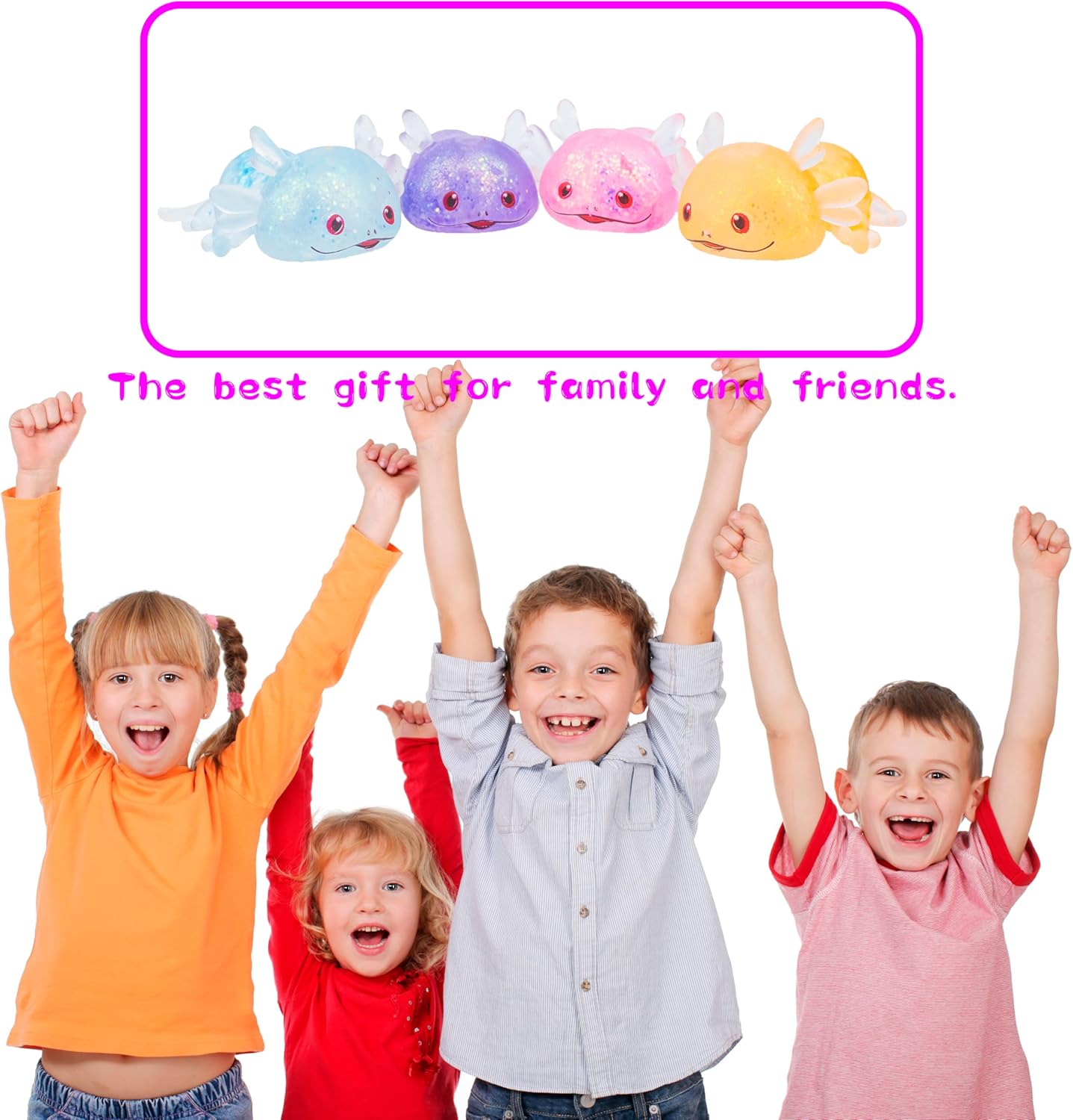 Squishy Stress Glitter Axolotl Toy for Kids Adult, Sugar Balls - Syrup Molasses Thick Glue/Gel Stretch Ball - Ultra Squishy and Moldable Slow Rise Relaxing Sensory Fidget Toy（Set of 3