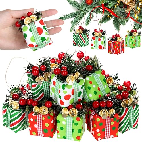 Miniatura 8 de 12 mini cajas de regalo para árbol de Navidad, adornos de árbol de Navidad, decoración de regalo de Navidad, adornos de Navidad colgantes con