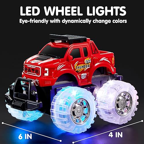 Miniatura 2 de JOYIN Juego de 3 camiones monstruos iluminados, juego de camiones de juguete para niños y niñas, camión de carreras LED para niños, regalo para