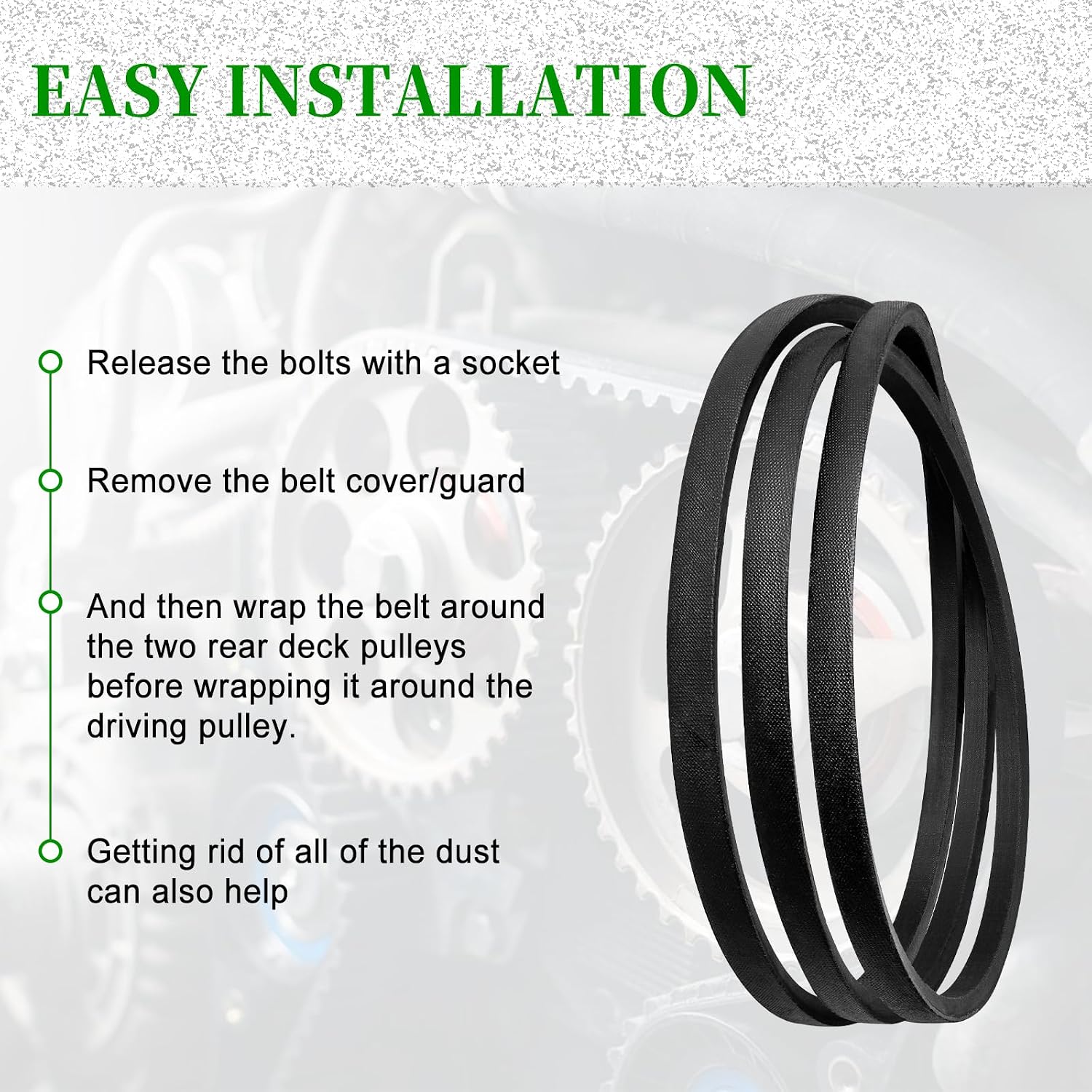 144959 Deck Belt - Compatible with 42" Deck Craftsman LT1000, LTX1000, LT2000, 917 Tractors & Pou LAN Pro PD185H42ST Riding Mower, Hus qvarna Lawn Mowers, Durable Replacement Belt for Smooth Operation