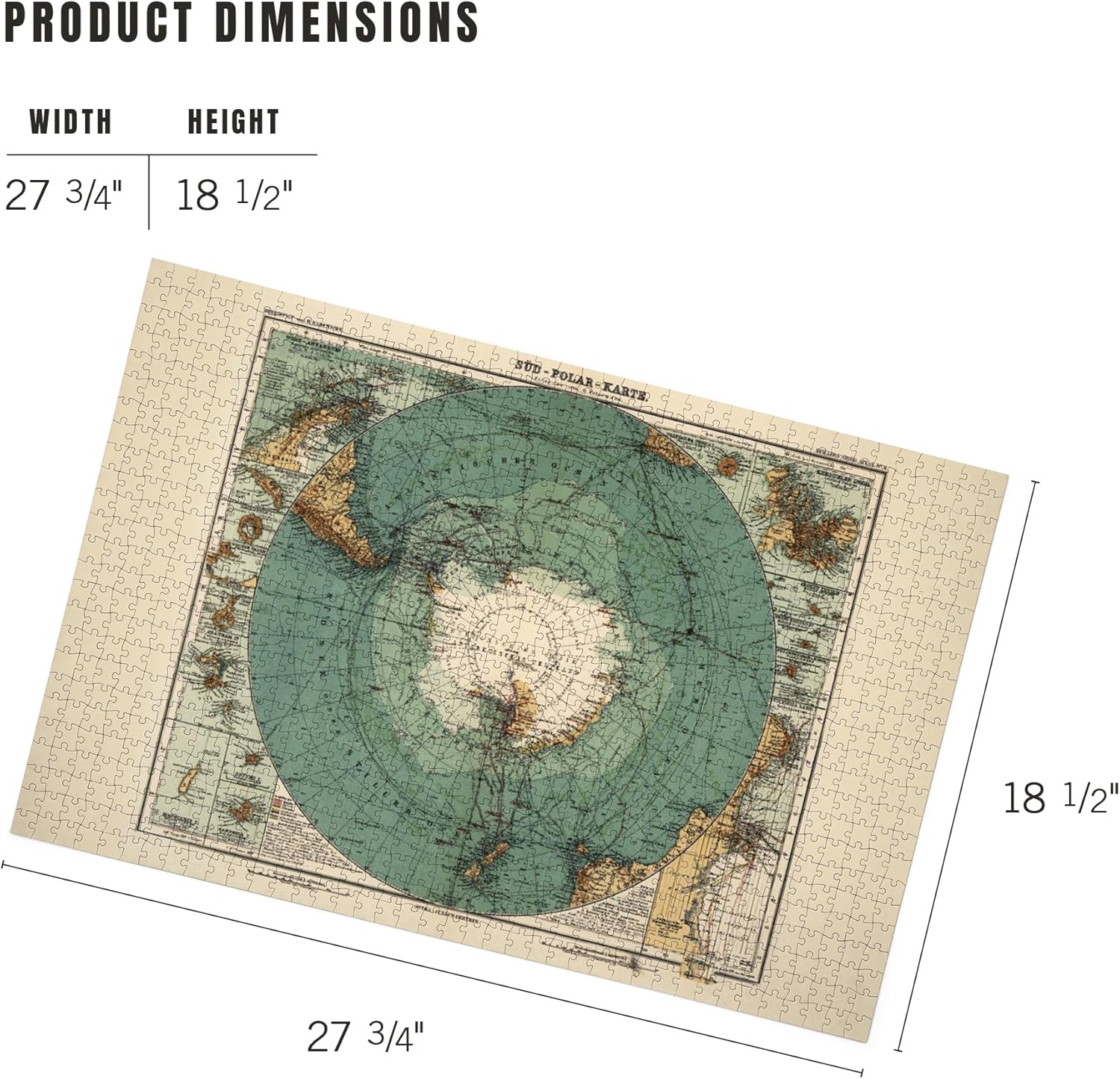 Antarctica, (1912), Panoramic Map (1000 Piece Puzzle, Challenging Jigsaw Puzzle for Adults, Made in USA)