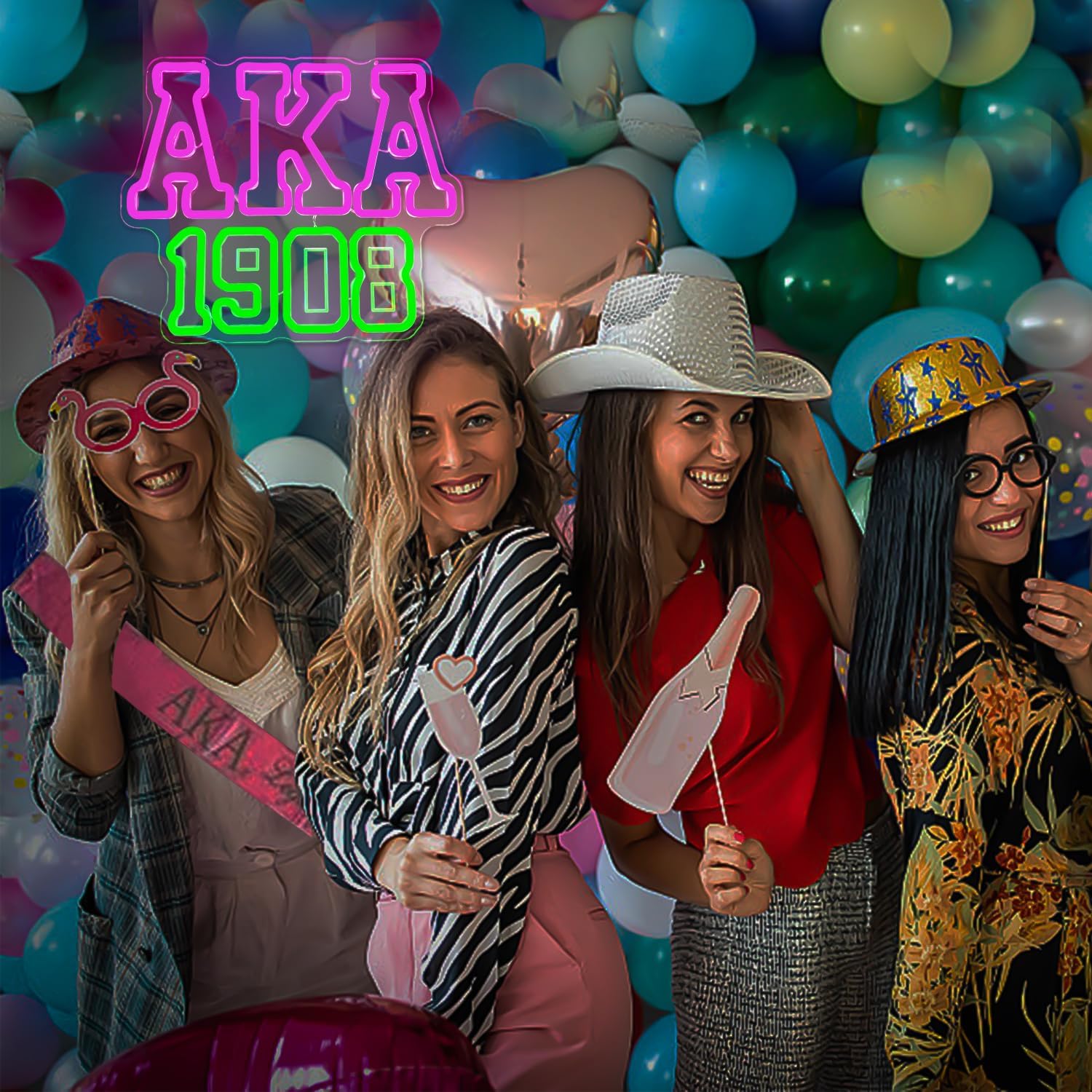 Sorority Neon Sign 1908 Neon Lights Pink Led Signs for Bedroom Wall Dimmable Light Up Sign for Birthday Party Christmas Gifts Decor Sorority Gifts for Women - Image 2