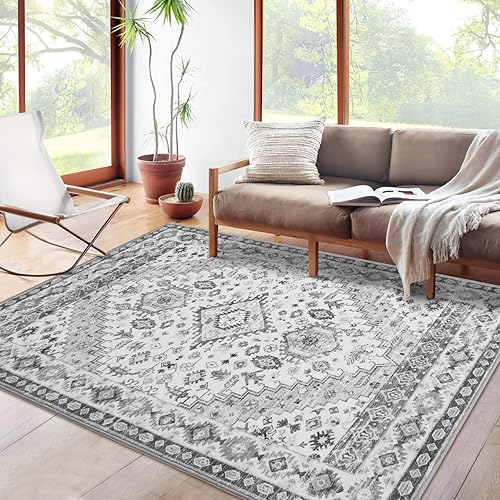 Miniatura 3 de CAREMEE Alfombra oriental vintage de 5 x 7 pies, lavable, antideslizante, para interiores, ultra suave, de pelo bajo, alfombra delgada para