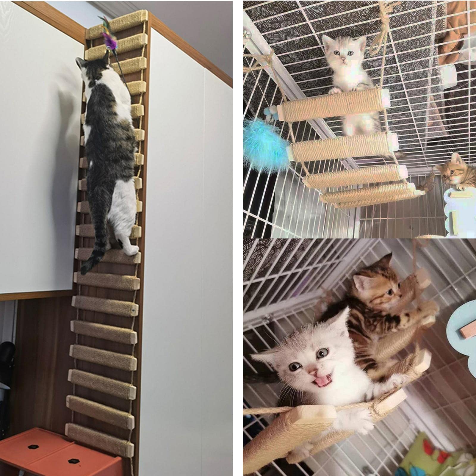 40 in Cat Ladder, Sisal Rope Bridge, Climbing Frame Accessory (40in - Q)