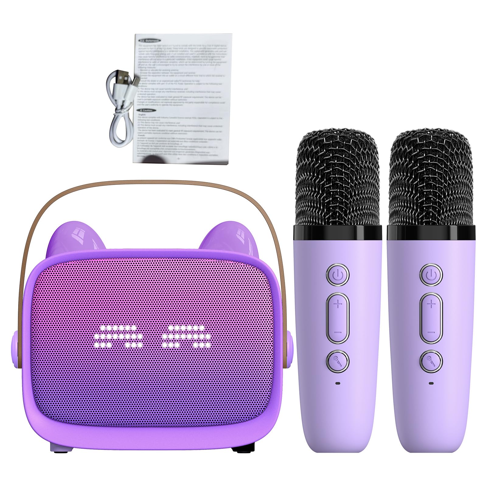 Irfora Macchina per Karaoke per Bambini con Doppi Microfoni (Purple)