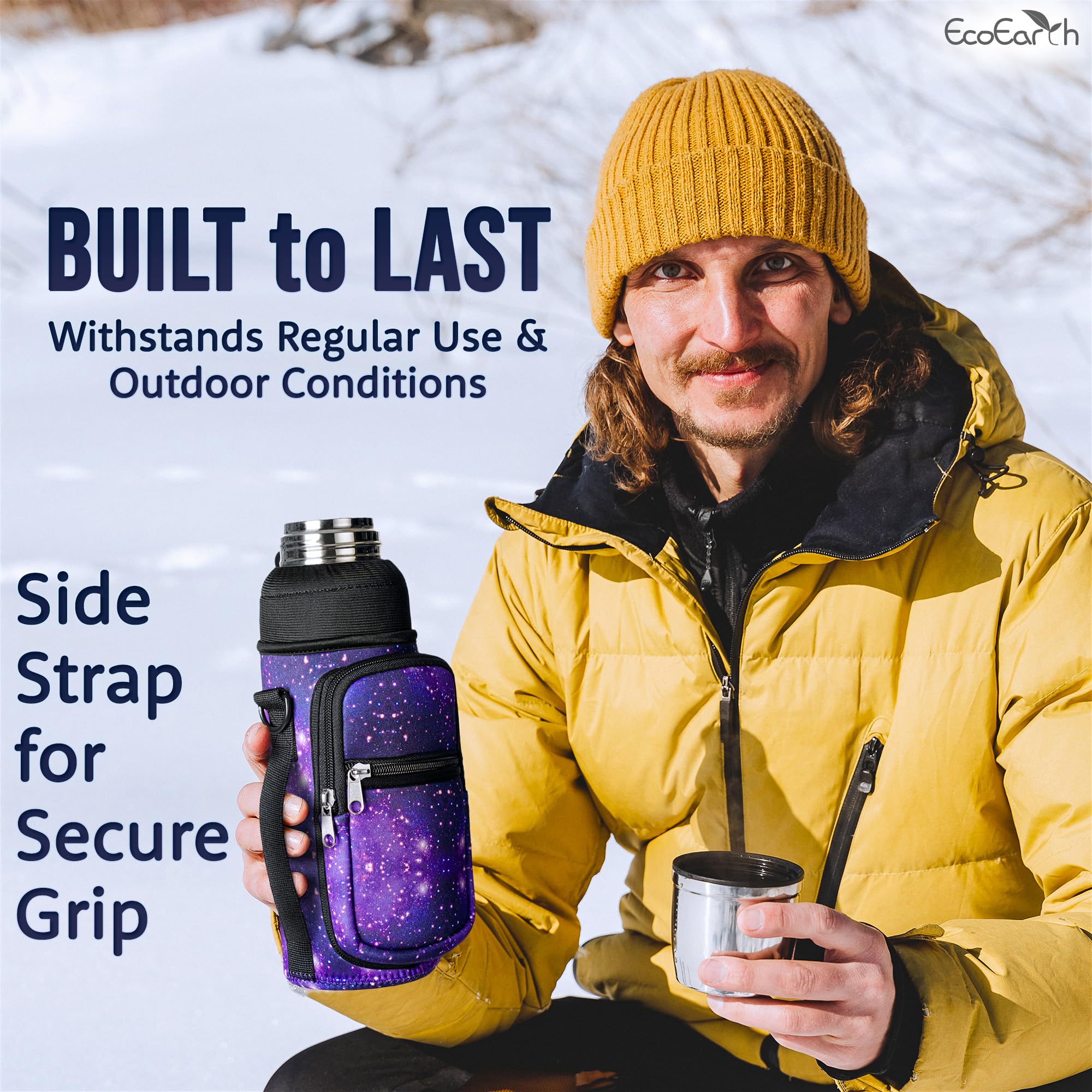 EcoEarth - Water Bottle Holder with Strap - Water Bottle Carrier Bag for Hiking - Crossbody Hydration Pouch with Phone Holder - Image 3