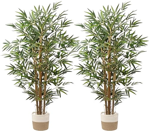 Árbol de seda artificial de bambú de 3 pies de vegetación artificial en maceta de 36 pulgadas para decoración de interiores y exteriores, oficina en