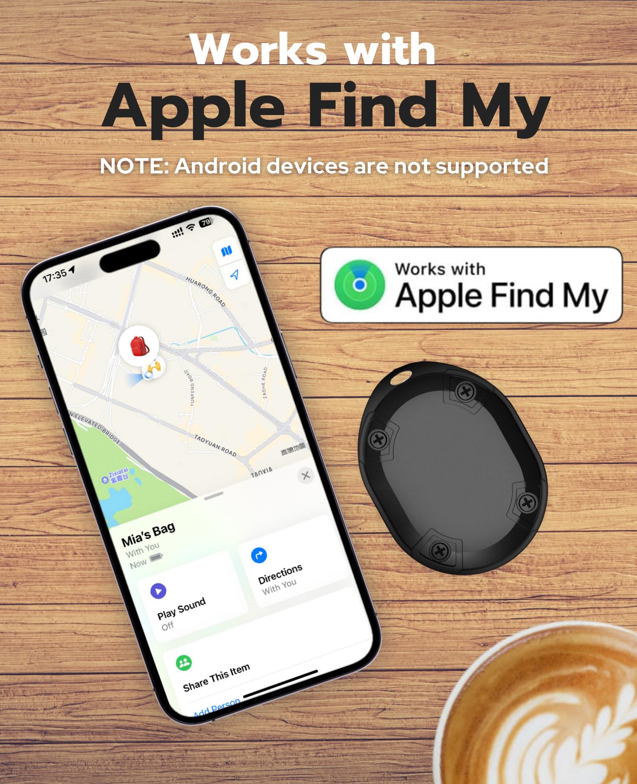 Air Tag Tarcker Work with Apple Find My (iOS Only), IP68 Waterproof, Up to 3-Year Battery Life,Tracker Tags for Keys, Luggage, Backpack (Not for Android)