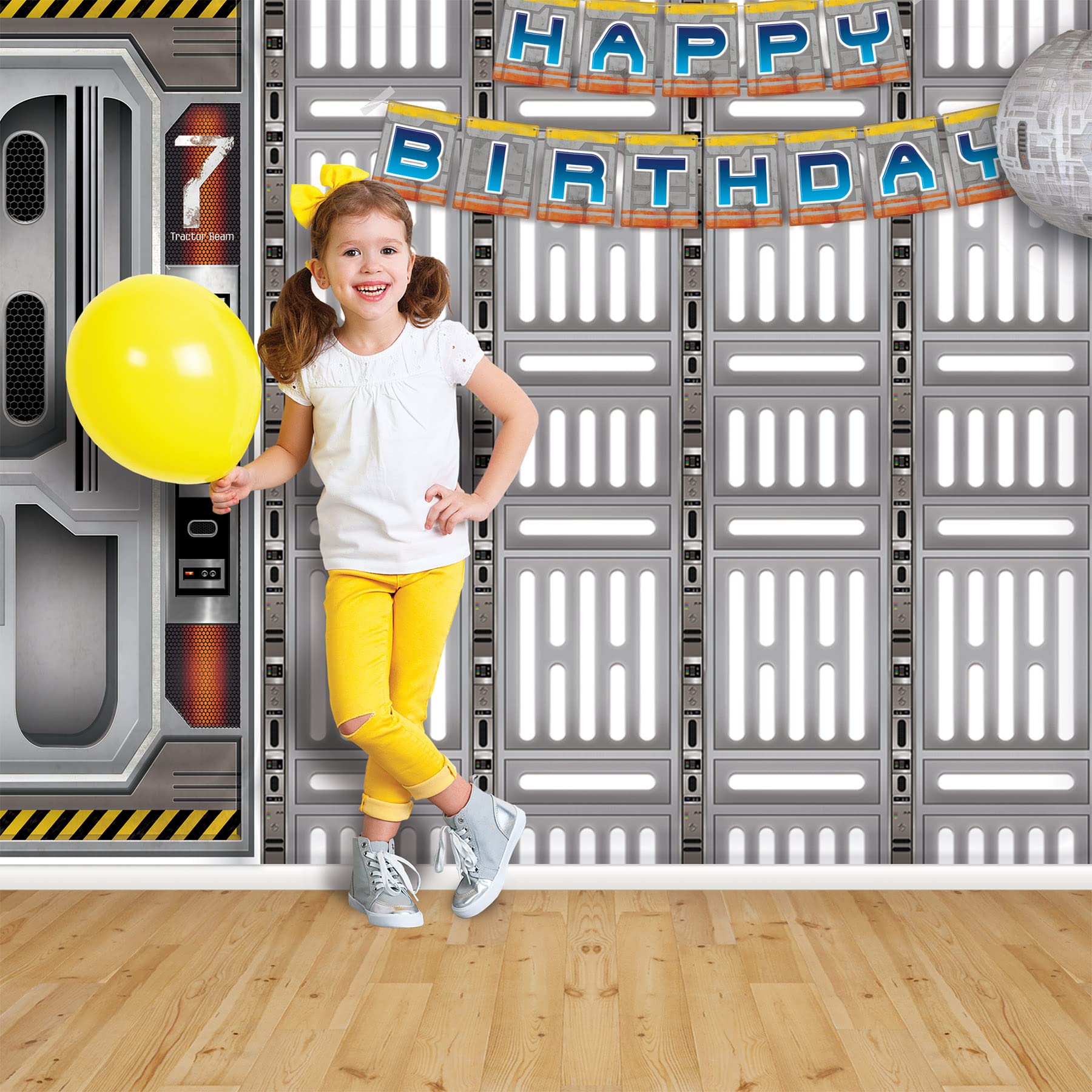 Beistle Party Supplies Space Station Backdrop, 4' x 30', Gray/Black/White - Image 4