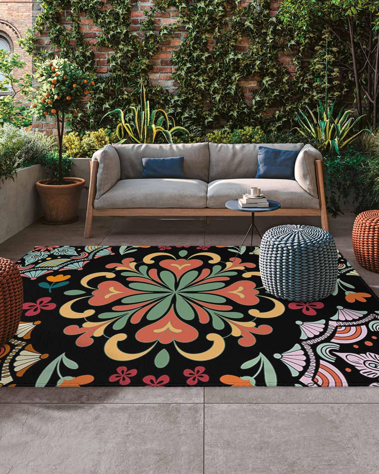 Amazon.com: Outdoor Rug 6x9 ft Black Turkish Pattern Outdoor Large