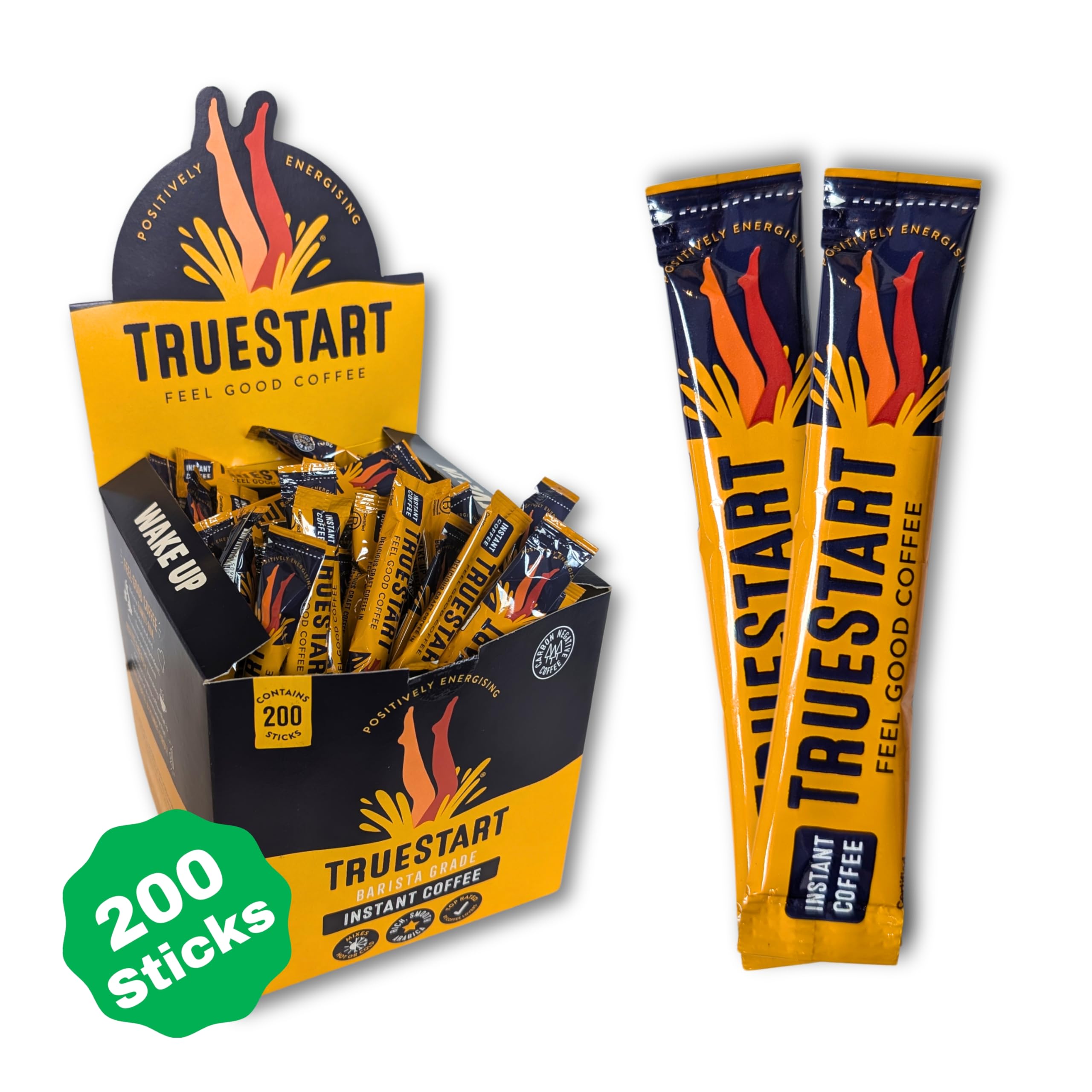 TRUESTARTBarista Grade Instant Coffee – Smooth Original Barista, 360g (200 Sachets), Mycotoxin-Free Coffee & Rich in Antioxidants, Premium Freeze-Dried, 100% Full Flavour, Smooth Rich Roast