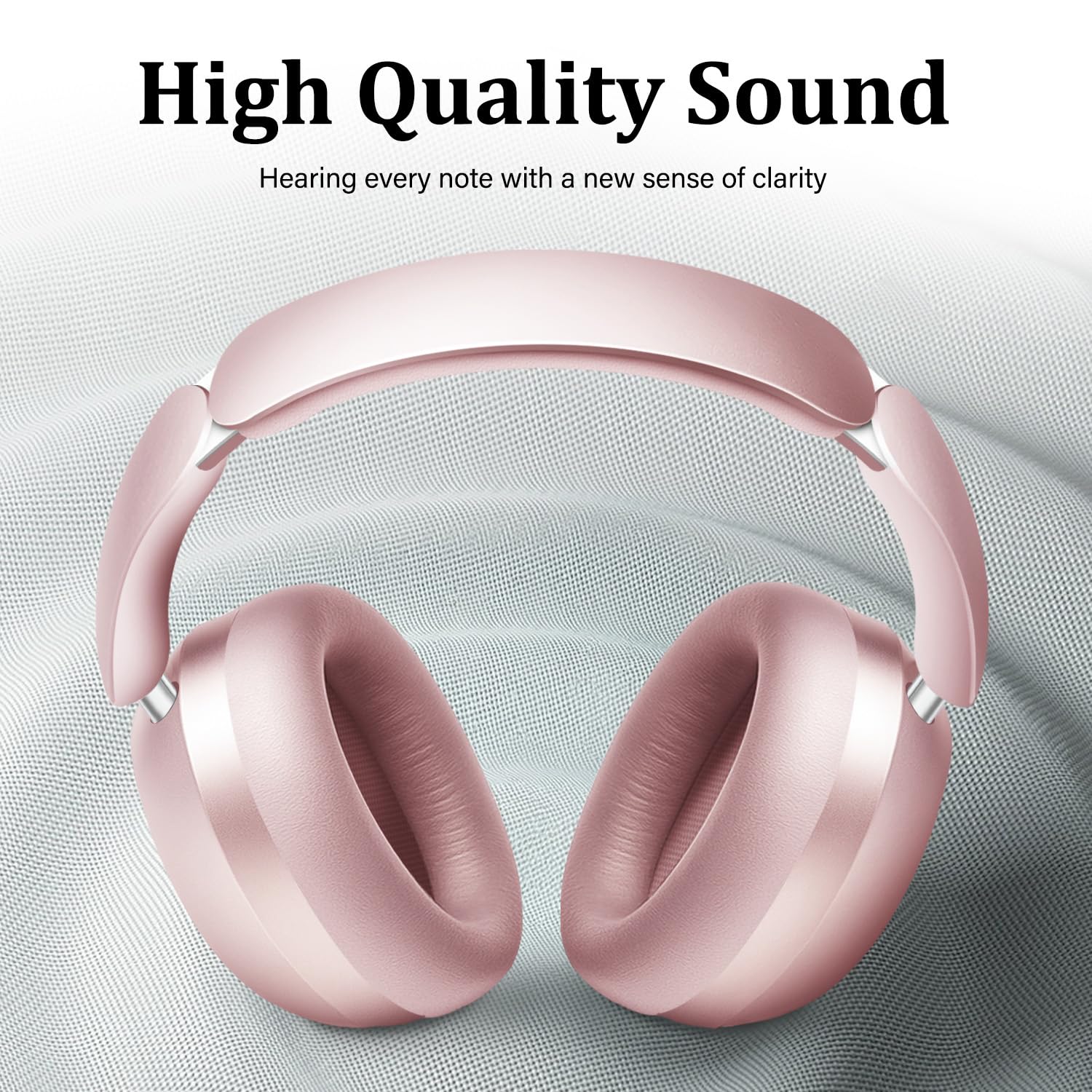 Wentronic Y04 - Cuffie over-ear wireless Bluetooth 5.3 con cancellazione attiva del rumore e suono ad alta risoluzione, 48 ore di riproduzione, morbidi padiglioni auricolari - viaggi, ufficio e casa