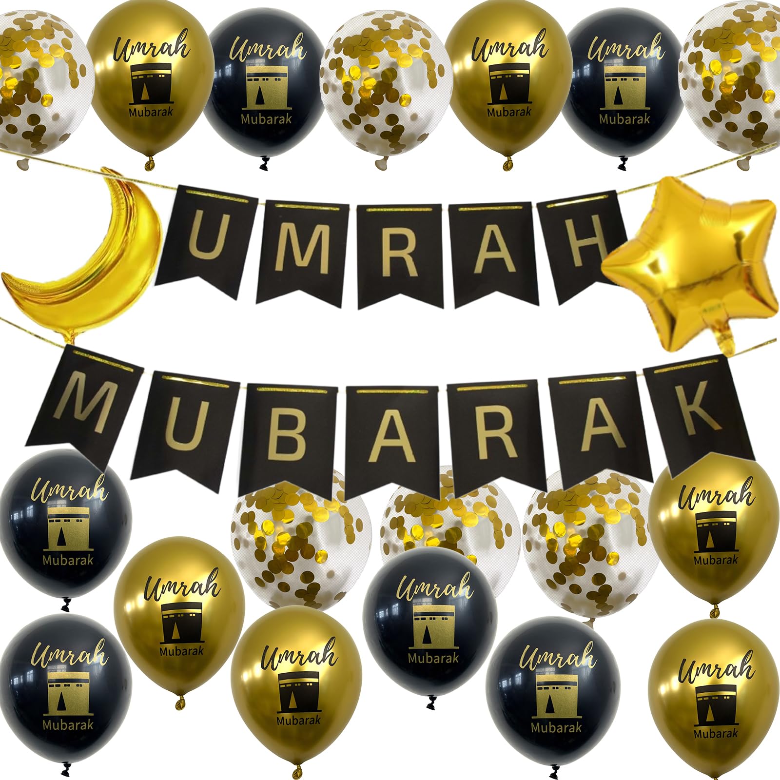 21 Pcs Umrah Mubarak Decoration, Umrah Mubarak Banner, Umrah Mubarak Balloons, Celebration Decoration, Home and Party Decoration, Enhancing the Atmosphere Of Activities