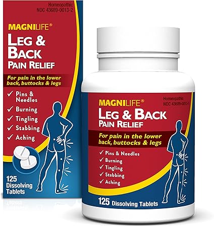 MagniLife Leg & Back Pain Relief, Fast-Acting Pain Relief, Naturally Soothe Burning, Tingling and Stabbing Pains, Symptomatic or Preventative, 125 Quick-Dissolve Tablets