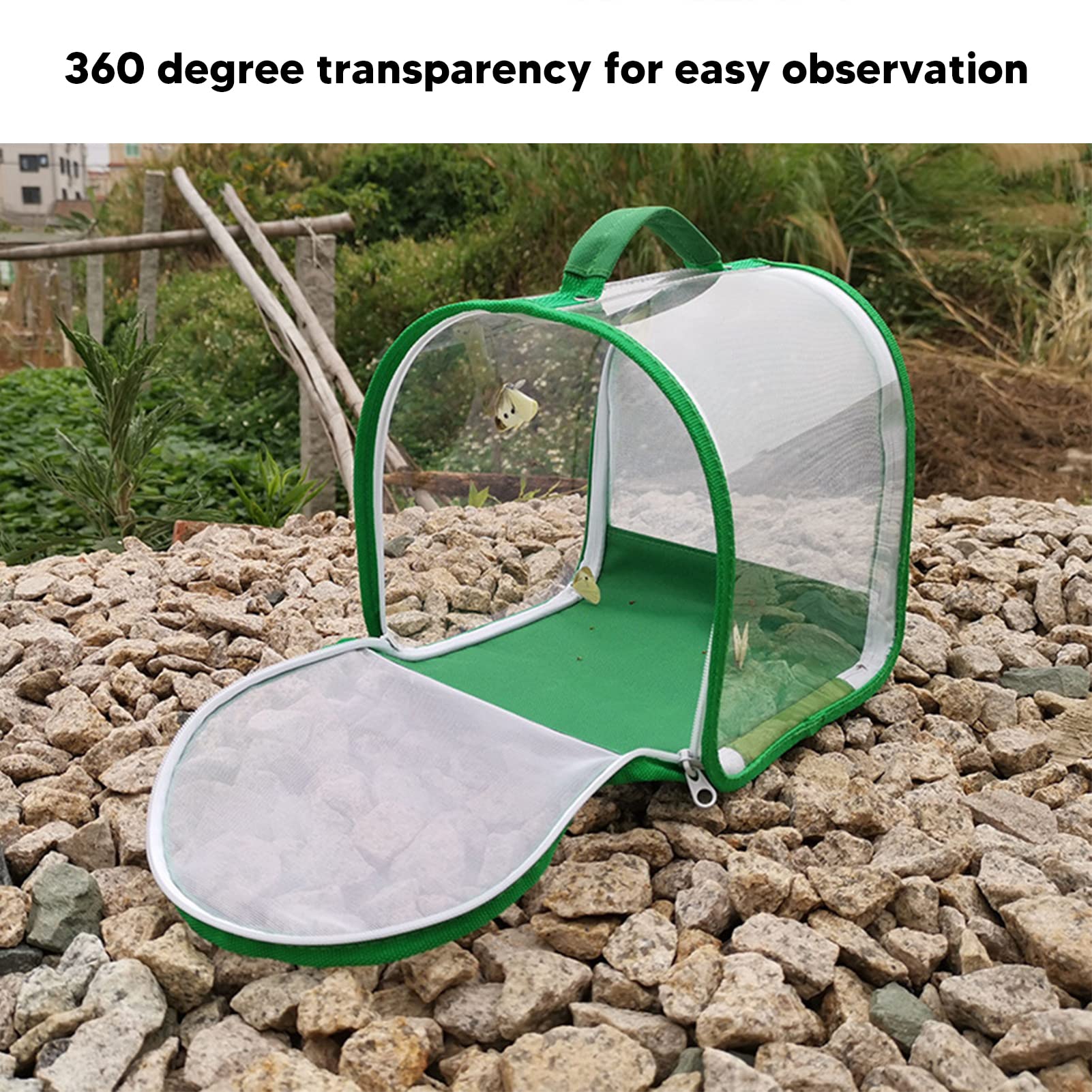 Hábitat de Mariposas Transparente Jaula Insectos Plegable con Asa Portátil para Observación Crianza Interior Exterior Fácil Transporte