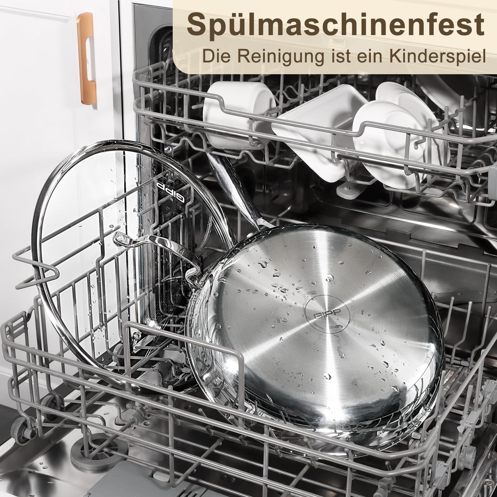 GiPP Antihaft Edelstahl Bratpfanne, Dreischicht Edelstahlpfanne,Waben Anti-Haftbeschichtung,Profi-Kochgeschirr zum Anbraten für Alle Herdarten Geeignet(30CM mit Deckel)