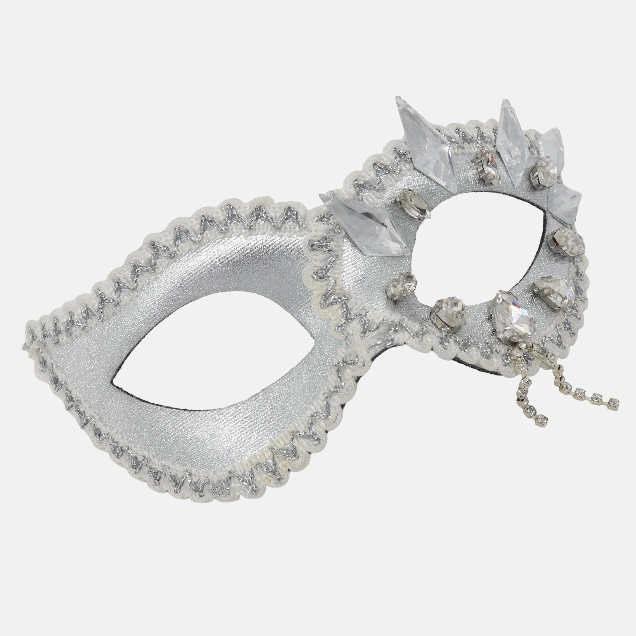 MstikY Silver Masquerade Mask, Crystal Decoration, For Prom/Party, Gift For Women/Men