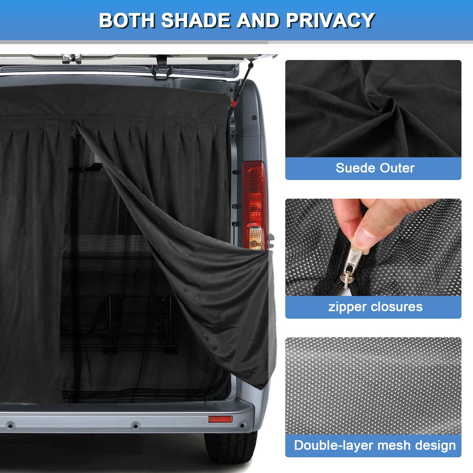 ZWPARTS Zanzariera Magnetica Personalizzata per VW T7 per Porta Retro, Doppio Strato Zanzariera per Furgone per Porta Retro, Zanzariera con Cerniera sulla Porta Centrale