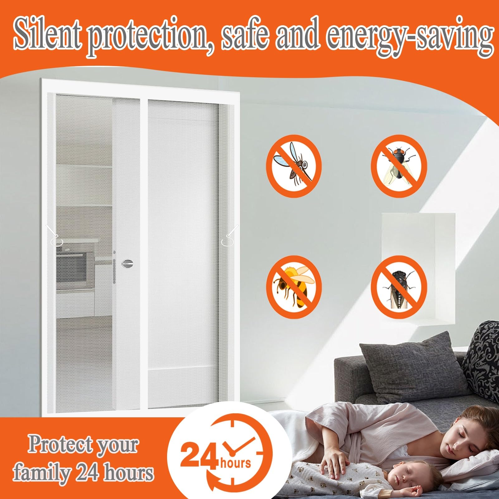 Zanzariera Magnetica 142 x 224 cm Resistente Traspirante Zanzariera Magnetica per Porta Apertura e Chiusura Silenziosa per Cantine, Camere da Letto e Porte Scorrevoli, Bianco