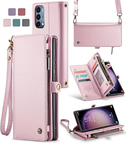 ASAPDOS Oneplus Nord N200 5G - Funda tipo cartera, correa de piel sintética retro con cierre magnético, bloqueo RFID, tarjetero y soporte para