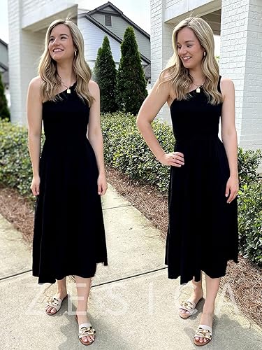 Miniatura 5 de ZESICA Vestido largo midi de verano bohemio con estampado floral de un hombro, sin mangas, fruncido con volantes, escalonado, para playa