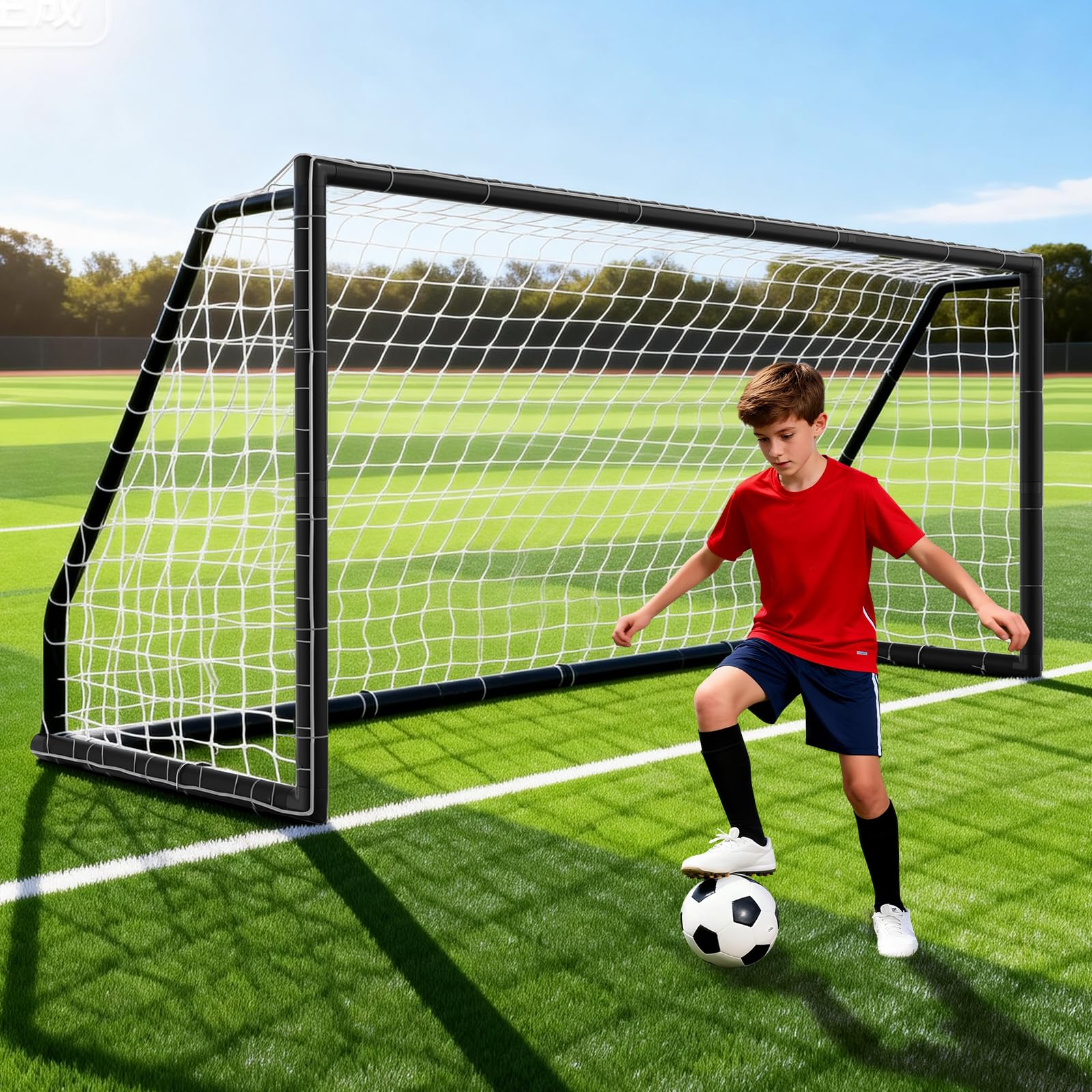 MOPHOTO FußBalltor FüR Garten, Faltbares/Festes Outdoor-TrainingsfußBalltor | Stahlrahmen/Pvc-Material, Einfach Zu Montieren, Geeignet FüR FußBallspiele
