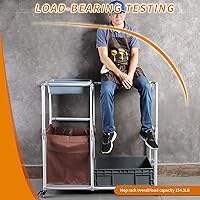 Vista 6 de Carrito de limpieza Carrito de limpieza con ruedas para suministros de limpieza Estación de limpieza Organizador de escoba y fregona