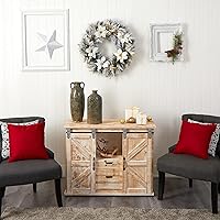 Vista 6 de Nearly Natural Corona de Navidad artificial de pino y pascua flocada de 24 pulgadas con 50 luces LED blancas cálidas