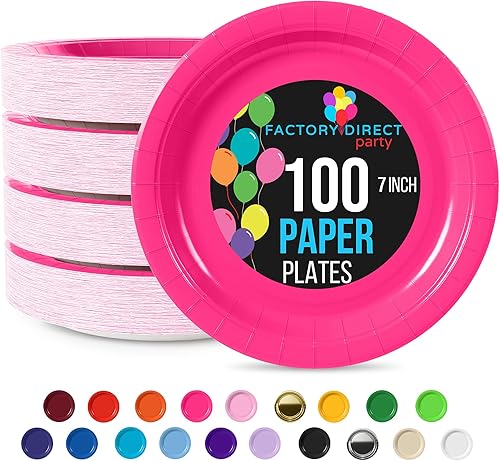 Miniatura 190 de Exquisite Platos de papel azul oscuro desechables de 7 pulgadas, color azul oscuro, platos desechables para fiestas, 100 unidades, platos de papel