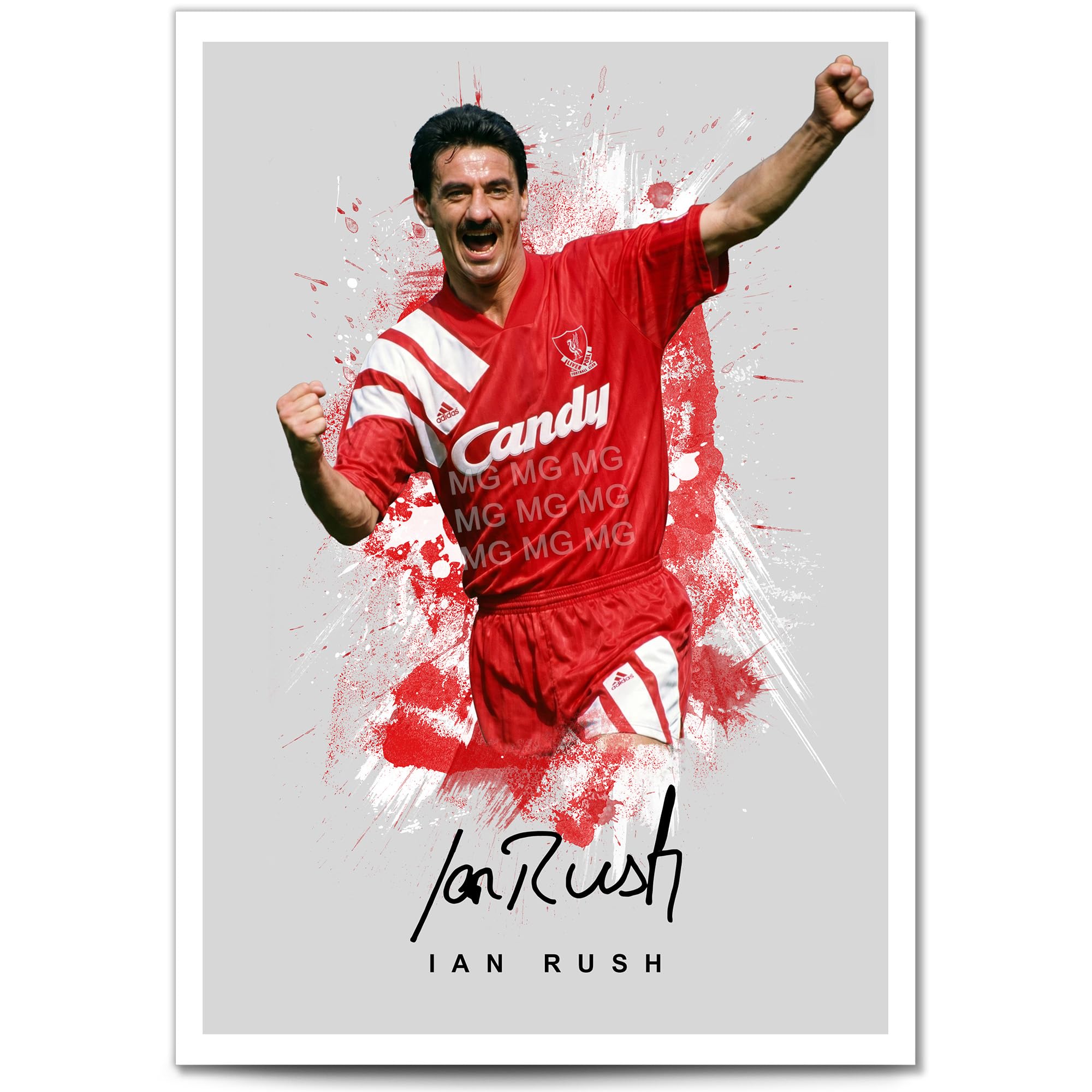 Ian Rush Liverpool Legend Signed Photo Poster A4/A3 Print Picture Display Framed Autograph Memorabilia Gift Football Fans Wales (Grey A3 print unframed)