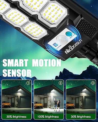 Miniatura 6 de Luces solares para exteriores de 400 W a 6500 K, luces de inundación impermeables IP66 para exteriores con sensor de movimiento y atardecer a