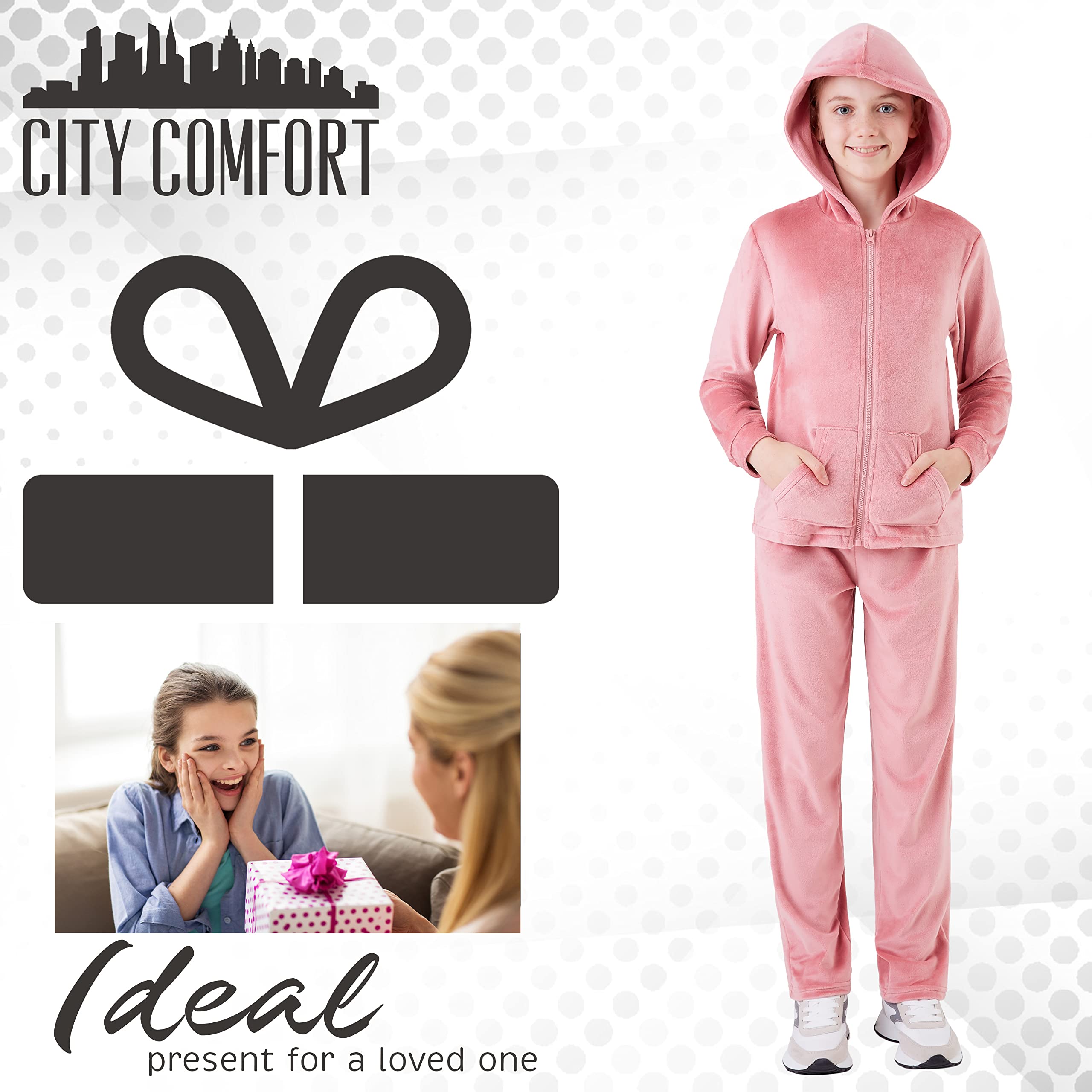 CityComfort Jogging Fille Velours - Ensemble Survêtement Fille Mode