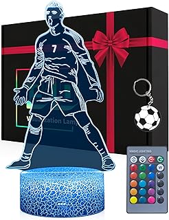 Soccer Night Light for Boys, 16 Colors Changing Dimmable with Remote, Siuuuu Celebration Figurine Lamp, Creative Soccer Decor Gifts for Girls Teens Men Birthday Christmas