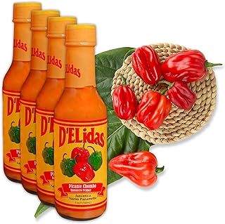 D'ELidas Habanero Hot Sauce, Natural Habanero Pepper Hot Sauce, Chombo Picante Sauce #1 in Panama, Non-GMO, Keto Friendly Food Habanero Sauce, 5 Fl Oz (Pack of 4)