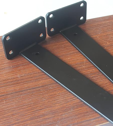 Miniatura 5 de Paquete de 12 soportes de estantes en L invisibles negros de 14 pulgadas (15 pulgadas de grosor), soportes flotantes ocultos para estantes