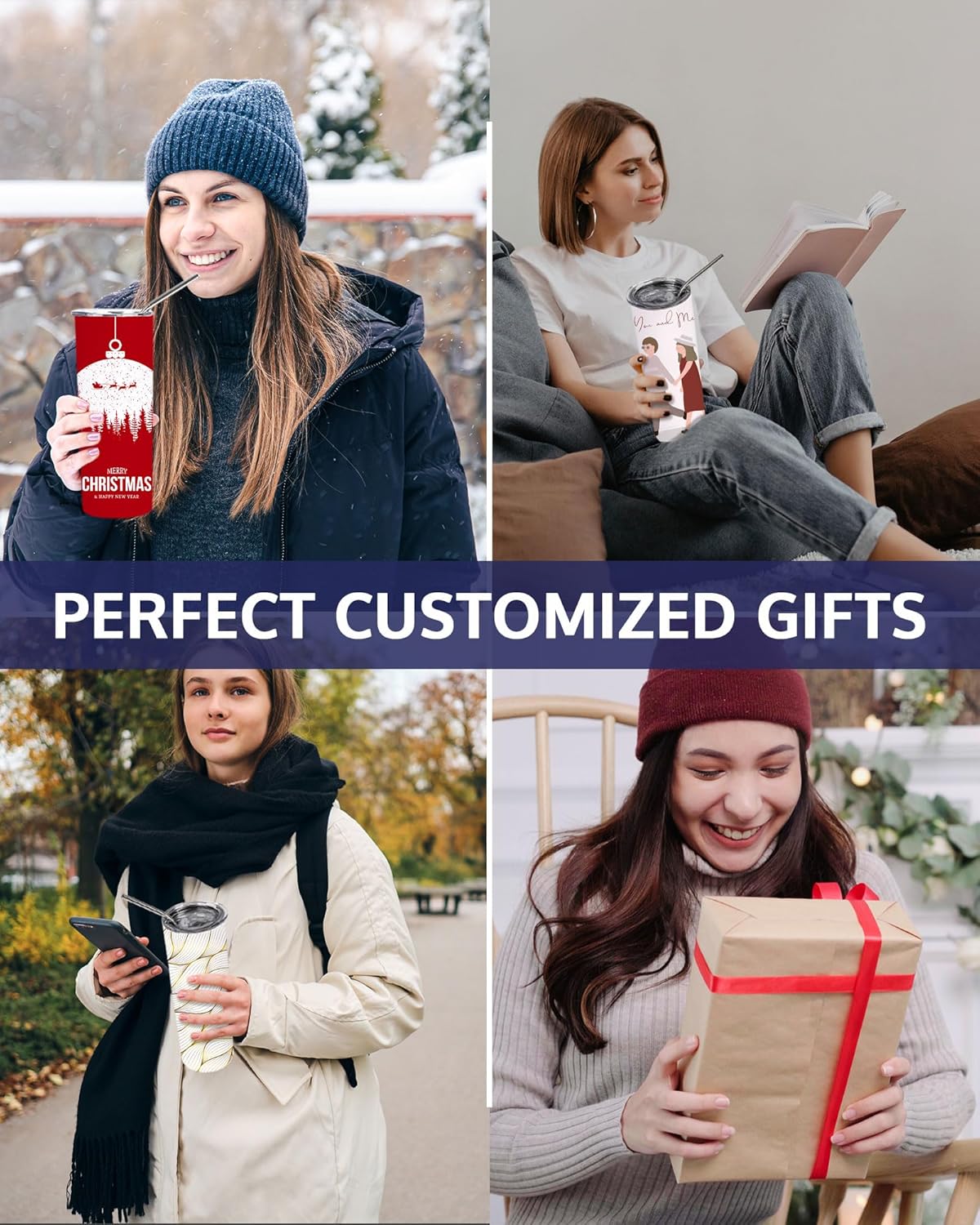 OFFNOVA 30 OZ Sublimation Tumblers Blanks 4 Pack Skinny White Tapered Stainless Steel Tumbler with Lids and Straws for Tumbler Press Machine - Image 6