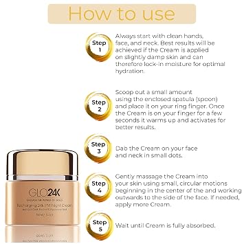 GLO24K Moisturizing 24k Gold Day and Night Creams for an Optimal AM-PM Hydration Level. A High-Performing Hydration Boost Combo enriched with Hyaluronic Acid, Collagen, Retinol, and Vitamins.