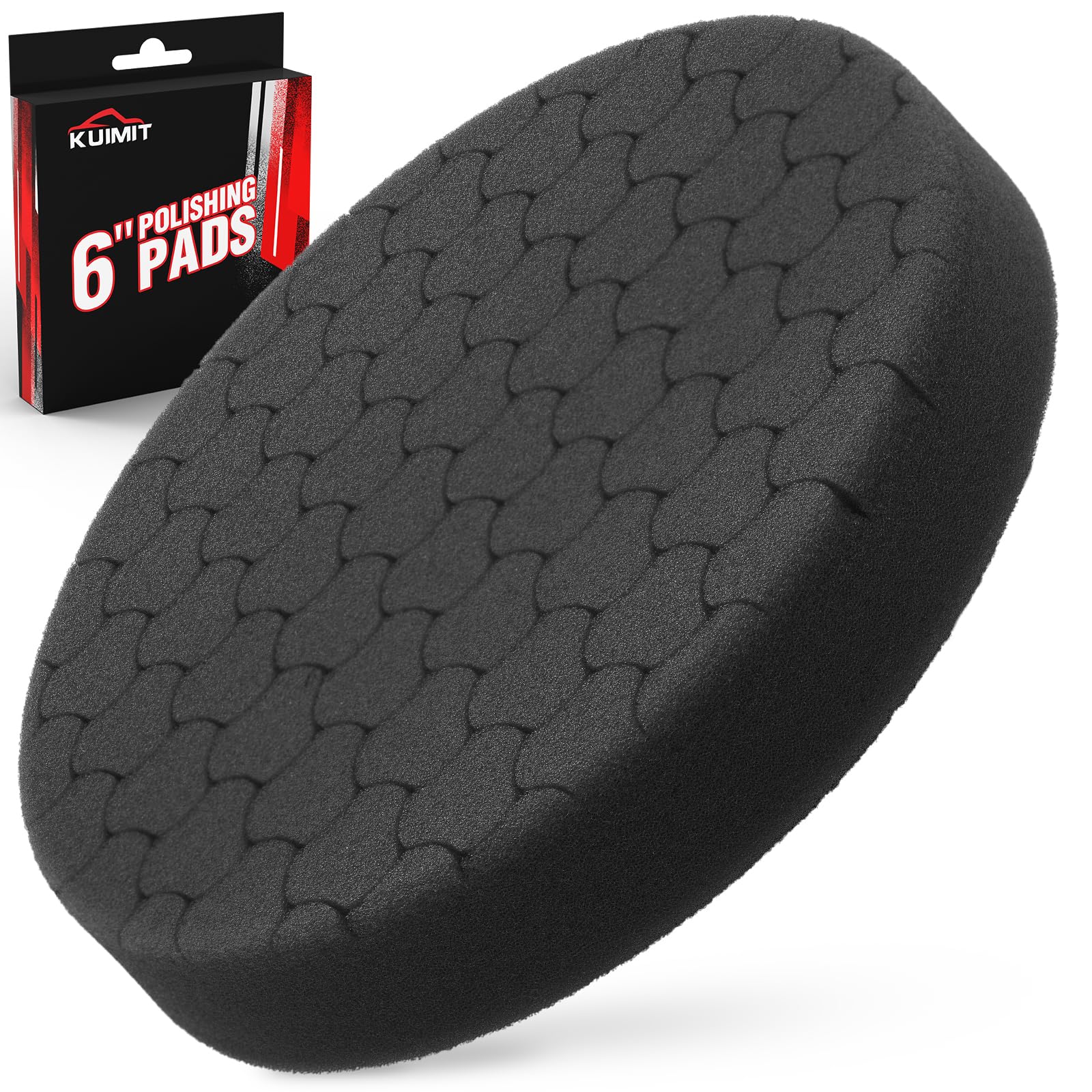 Black Polish Pad, Buffing Polishing Pads, 1Pc 6.5 Inch Face for 6 Inch 150mm Backing Plate Compound Buffing Sponge Pads for Car Buffer Polisher Compounding, Polishing and Waxing